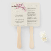 Elegant roze Cherry Blossom Wedding Programme Handwaaier (Voorkant en achterkant)
