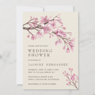 Elegant roze Cherry Blossom Wedding Shower Kaart