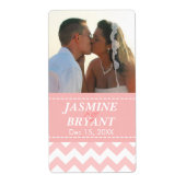 Elegant Roze Chevron Patroon Bruiloft Etiket (Voorkant)