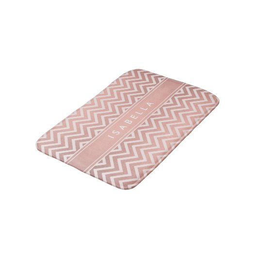 Elegant roze Chevron Pattern Girly Faux Roos Gold Badmat (Gekanteld)