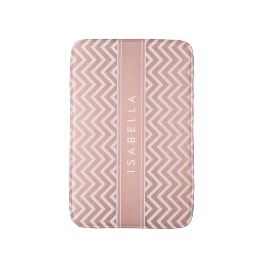 Elegant roze Chevron Pattern Girly Faux Roos Gold Badmat (Voorkant Verticaal)