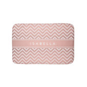 Elegant roze Chevron Pattern Girly Faux Roos Gold Badmat (Voorkant)
