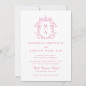 Elegant Roze Chinoiserie Bloemenfoto Bruiloft Kaart (Voorkant)