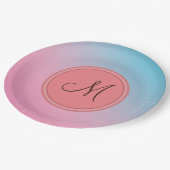 Elegant roze chique trendy modern monogram papieren bordje (Gekanteld)