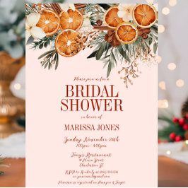 Elegant roze Citrus Floral Vrijgezellenfeest Kaart