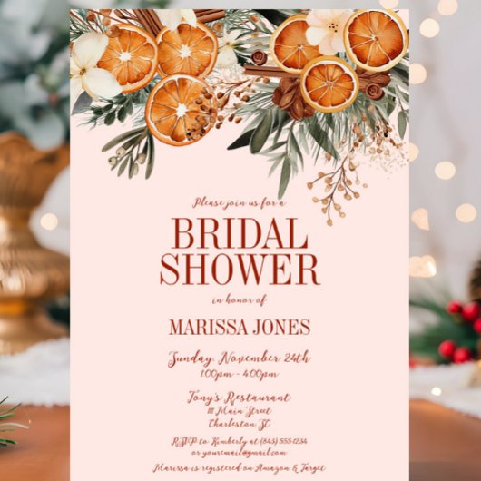 Elegant roze Citrus Floral Vrijgezellenfeest Kaart