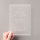Elegant Roze Classic Script Monogram Huwelijk Acryl Uitnodigingen (Insitu (Draagbaar))