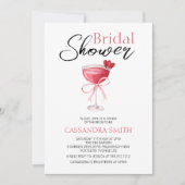 Elegant Roze Cocktail Bow Vrijgezellenfeest Kaart (Voorkant)