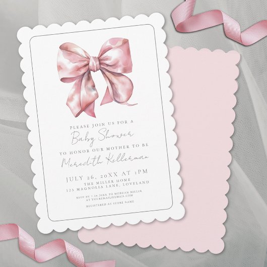 Elegant Roze Coquette Bow Baby shower Kaart
