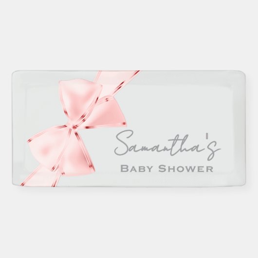 Elegant Roze Coquette Bow Baby shower Spandoek (Horizontaal)