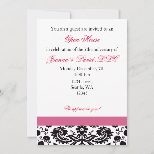 Elegant roze Corporate party Invitation Kaart (Voorkant)