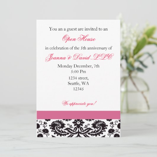 Elegant roze Corporate party Invitation Kaart (Staand voorkant)