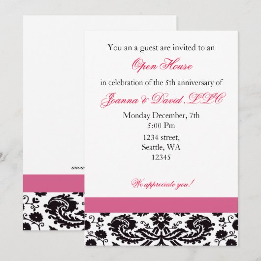 Elegant roze Corporate party Invitation Kaart (Voorkant / Achterkant)