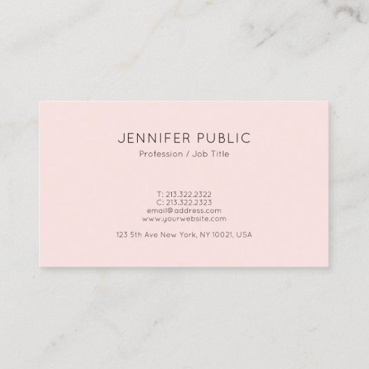 Elegant roze, creatief design, professionele basis visitekaartje (Achterkant)