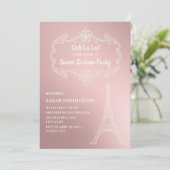 Elegant roze crème Eiffeltoren White Sweet 16 Kaart (Staand voorkant)