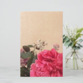Elegant roze crème Floral Briefpapier (Staand voorkant)