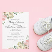 Elegant roze crème Floral Girl Spring Baby shower Kaart
