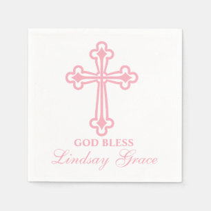Elegant roze Cross Baptism Speciaal Napkin Servetten