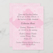Elegant roze Cross Custom Baptism Uitnodiging (Voorkant / Achterkant)