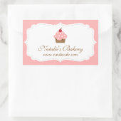 Elegant Roze Cupcake Bakkerij Decor Rechthoekige Sticker (Tas)