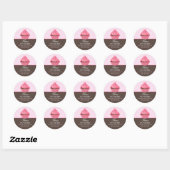 Elegant Roze Cupcake bakkerij Ronde Sticker (Vel)
