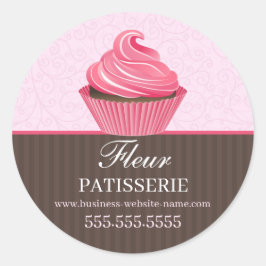 Elegant Roze Cupcake bakkerij Ronde Sticker