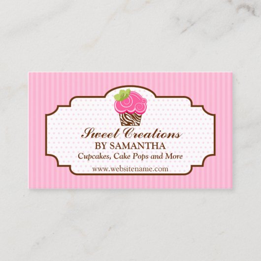 Elegant Roze Cupcake bakkerij Visitekaartje (Voorkant)