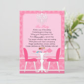Elegant roze Damask Birthday Tea Party Kaart (Staand voorkant)