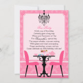 Elegant roze Damask Birthday Tea Party Kaart (Voorkant)