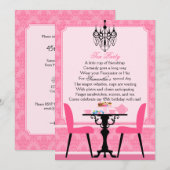 Elegant roze Damask Birthday Tea Party Kaart (Voorkant / Achterkant)