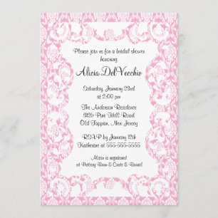 Elegant roze Damask Bridal Shower Uitnodiging