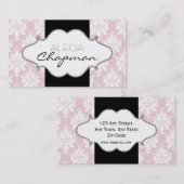Elegant roze Damask Elegant Visitekaartjes (Voorkant / Achterkant)