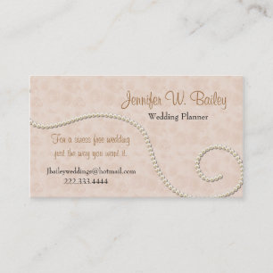 Elegant Roze Damask en Pearls Visitekaartje
