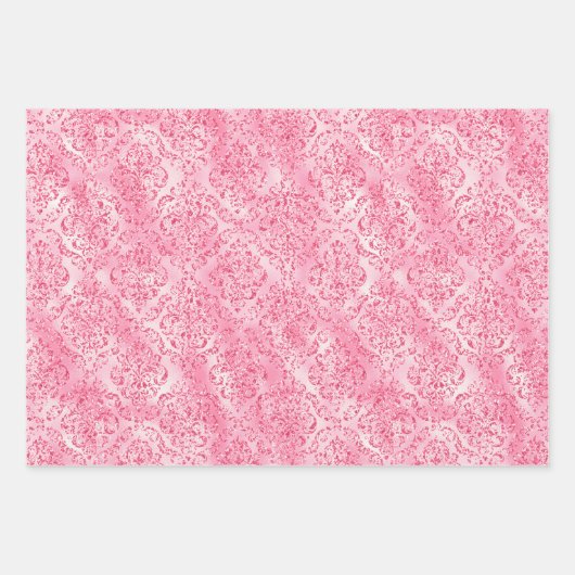 Elegant roze Damask Glitter Gift Inpakpapier Vel (Voorkant 2)