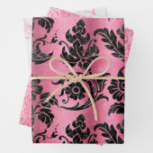 Elegant roze Damask Glitter Gift Inpakpapier Vel (In situ)