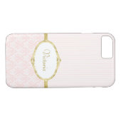 Elegant Roze Damask Gold Lijst en naam Case-Mate iPhone Case (Achterkant (Horizontaal))