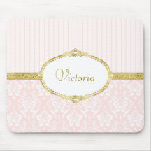 Elegant Roze Damask  Gold Lijst en naam