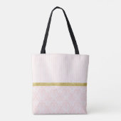 Elegant Roze Damask Gold Lijst en naam Tote Bag (Achterkant)