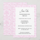 Elegant Roze Damask Moederdag Brunch Kaart (Voorkant / Achterkant)