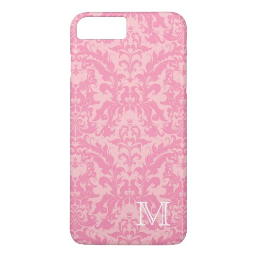 Elegant Roze Damask Monogram Patroon Case-Mate iPhone Case (Achterkant)