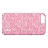 Elegant Roze Damask Monogram Patroon Case-Mate iPhone Case (Achterkant (Horizontaal))