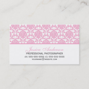 Elegant roze Damask Patroon Visitekaartje