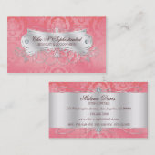 Elegant roze Damask Swirl Visitekaartje (Voorkant / Achterkant)