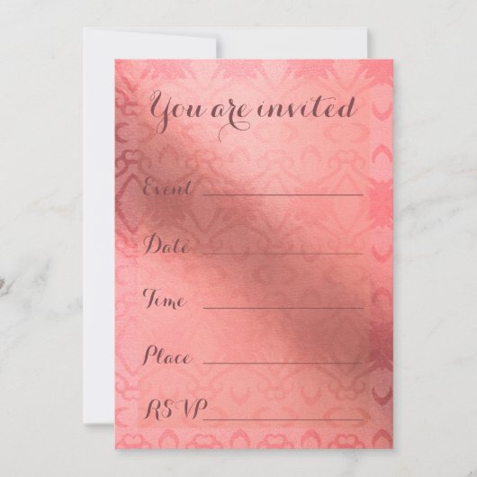 Elegant roze Damask vult Multipurpose Custom in Kaart (Voorkant)