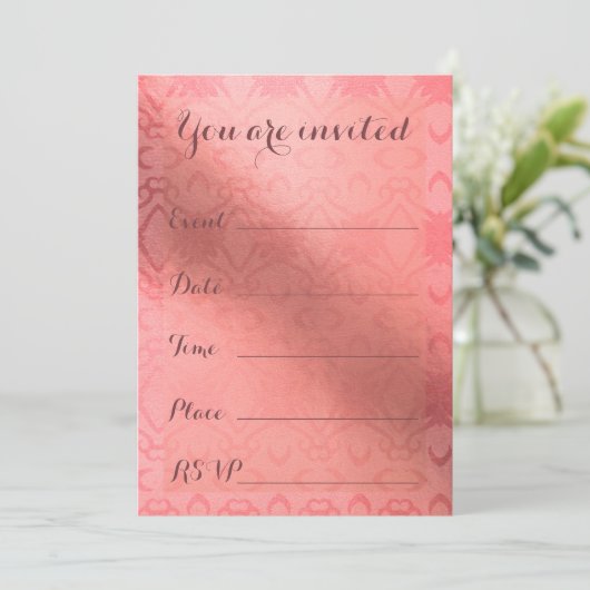 Elegant roze Damask vult Multipurpose Custom in Kaart (Staand voorkant)
