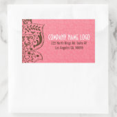 Elegant Roze Damasks Bruin  kant Rechthoekige Sticker (Tas)