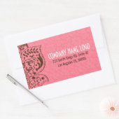 Elegant Roze Damasks Bruin  kant Rechthoekige Sticker (Envelop)