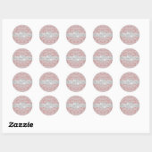 Elegant Roze Damast Monogram Bruiloft Sticker (Vel)