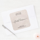 elegant roze damast roestige kaars productlabel vierkante sticker (Envelop)