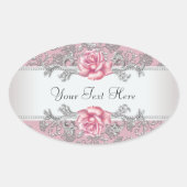 Elegant Roze Damast Roze Rose Stickers (Voorkant)